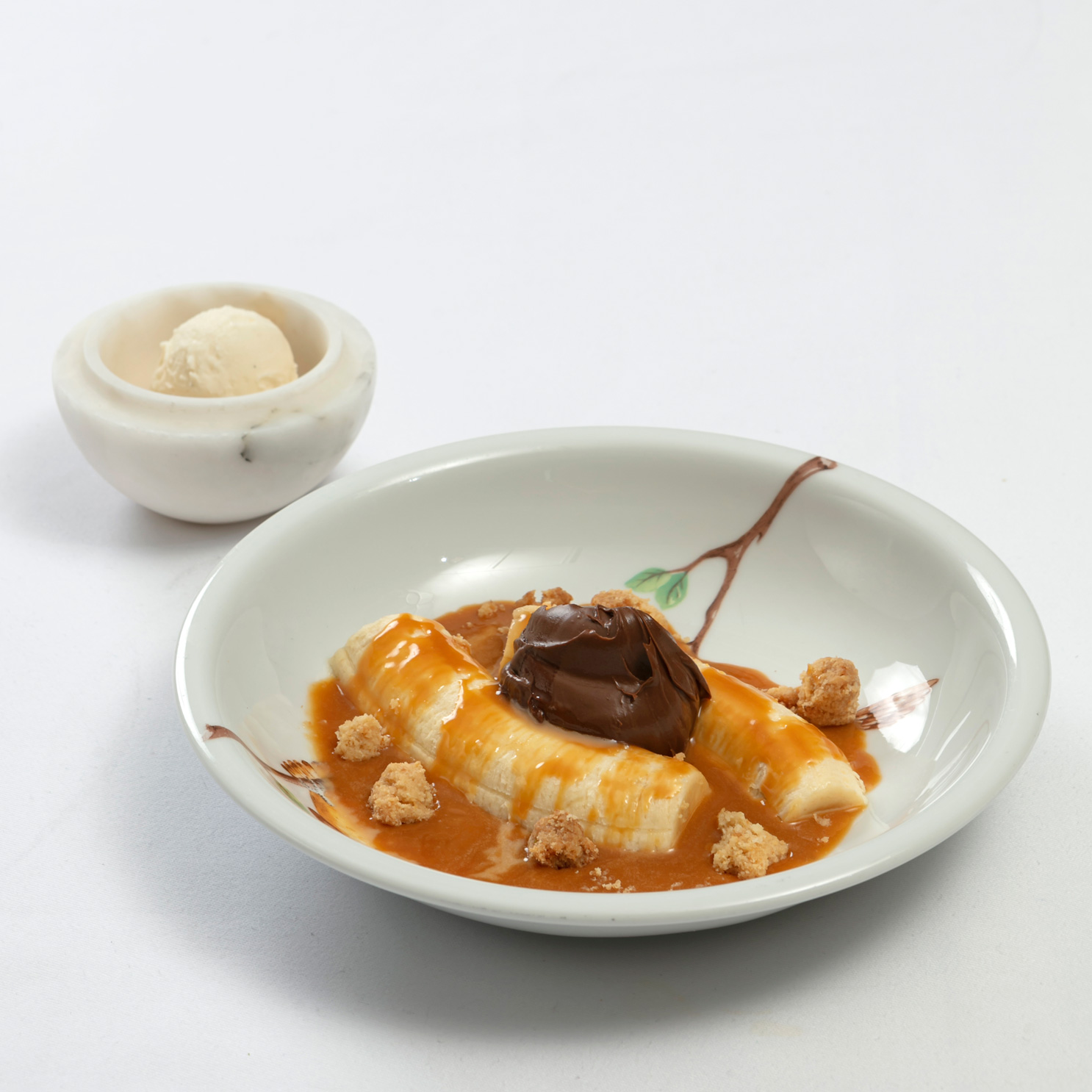 Caramelized banana, Nutella, vanilla ice cream