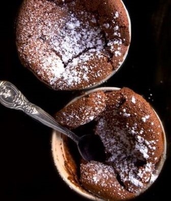Soufflé with vanilla ice cream