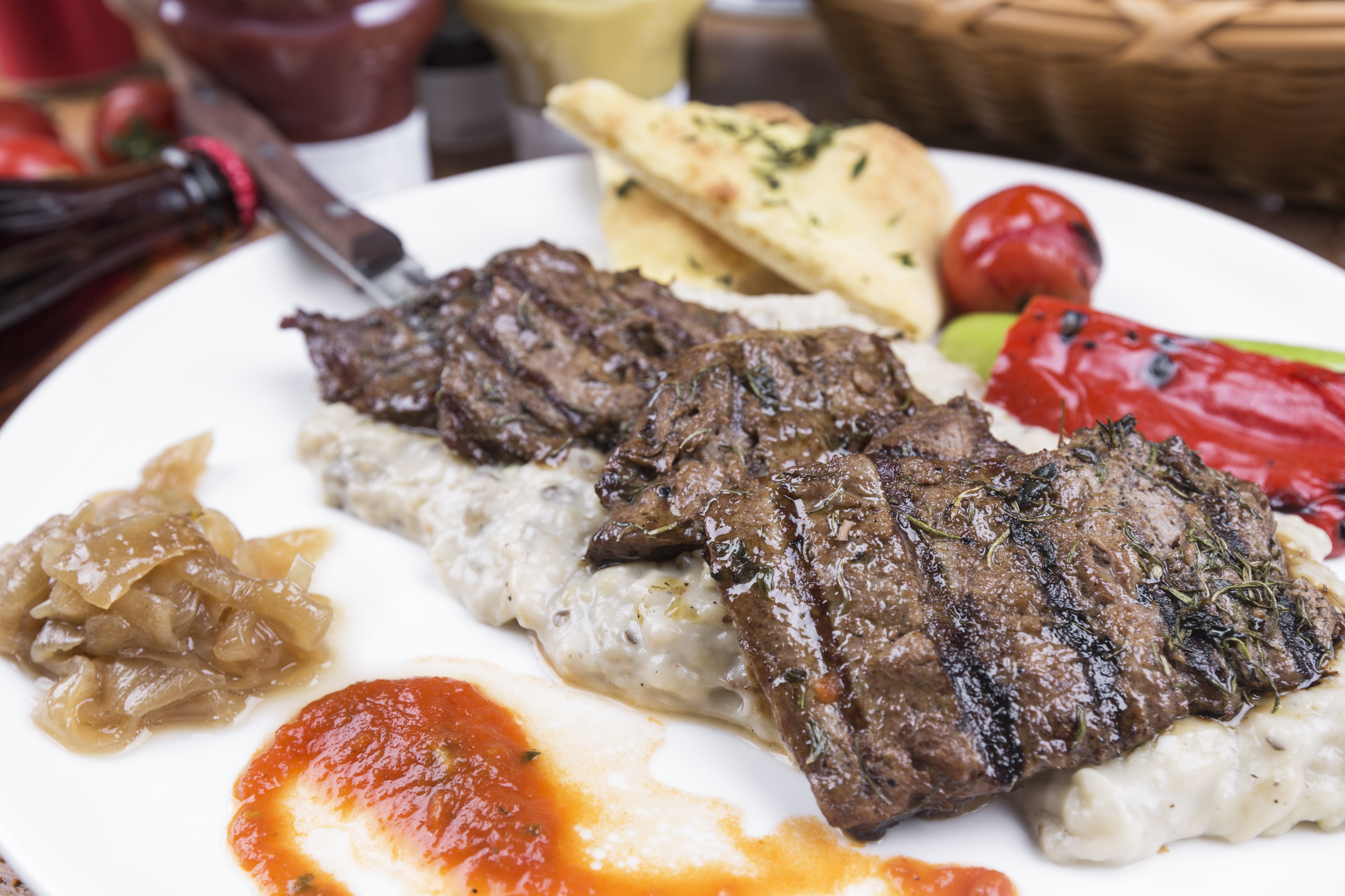 Beef Tenderloin with Eggplant Beğendi