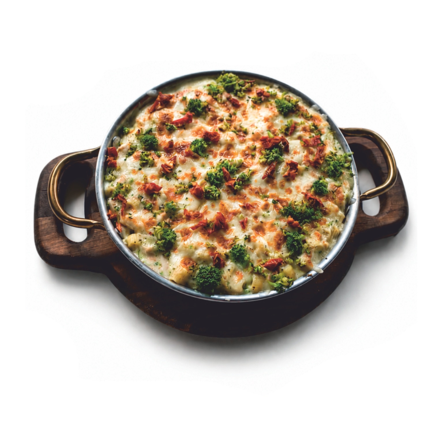 Baked pasta with béchamel sauce and broccoli